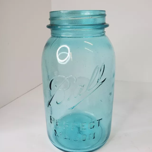 Ball Perfect Mason 1qt Jar #2 No Lid Blue Glass