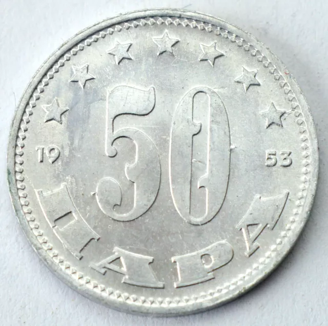 Unc ! Yugoslavia 50 Para 1953 Old Coin