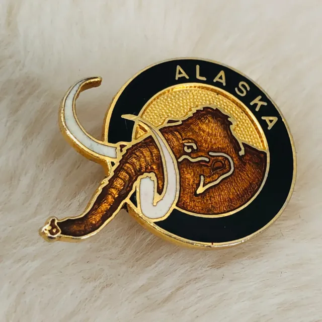 Vtg 1987 Alaska Wooly Mammoth Souvenir Enamel Lapel Pin by WES