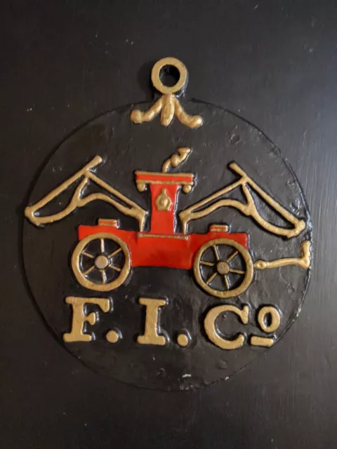 Vintage Cast Iron Fire Mark: Vintage F.i. Co. Fire Engine ( Fireman...