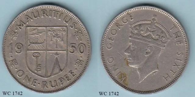 Mauritius 1 One Rupee 1950 (George V) Coin