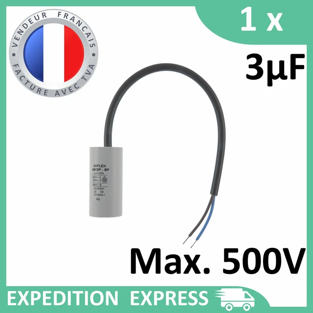 Condensateur moteur 3µF 3uF 450V à fils câble MKSP-5P démarrage/permanent