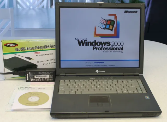 Gateway Windows 2000 Professional Laptop,Floppy,CDRW,DVD,Charger,Restore Disks