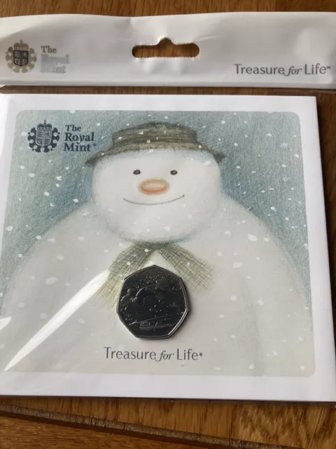 Royal Mint 2018 The Snowman BU 50p Coin, Still Sealed In Outer Packaging