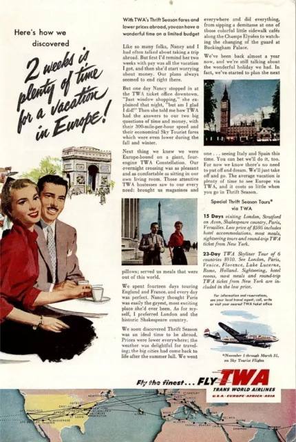 1950s Twa Trans World Airlines Glorious Quickie Vacation Sw Magazine Ad 27 30 10 15 Picclick