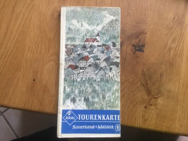 ARAL, Tourenkarte, SAUERLAND, WALDECK, Landkarte, Urlaub; 60iger Jahre
