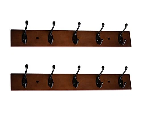 Wall Mount Coat Rack Coat Hooks, Wall hat Hanger,Walnut,2 Pack