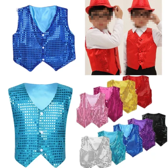 ranrann Gilet Paillette Enfant Fille Garçon Costume Moderne Jazz Tenue Danse