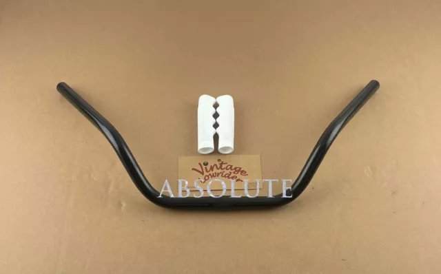 Absolute Bicycle Beach Cruiser Steel Handlebar 25.4Mm In Black W/ White Grips.