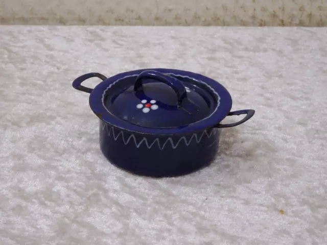 Antiguo Esmalte Juguete Olla Cocina de Muñecas Casa Vintage Seda Pintado a Mano