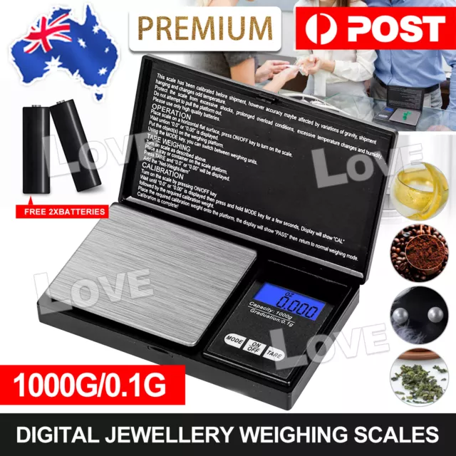 Mini Pocket  Scales Electronic Digital Weighing Gold Jewelry 0.1G to 1000 Grams