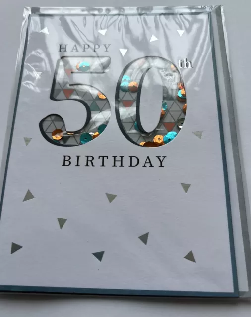 50th Birthday A Special Day Embellished Birthday Greeting Card Autograph Cards