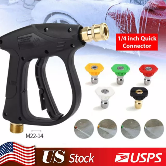 1/4& HIGH PRESSURE Washer Gun 4350PSI Car Wash Spray Foam Short Wand w