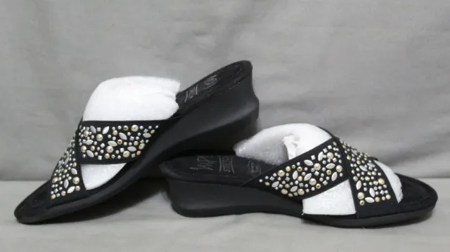 IMPO womens slip-on low wedge heel Gypsy black elastic sandals size 6 Medium NEW 3