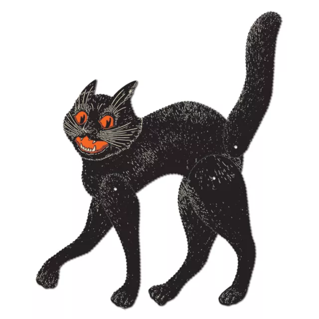 HALLOWEEN Decoration Jointed BLACK SCRATCH CAT Vintage Beistle 1928 Reproduction