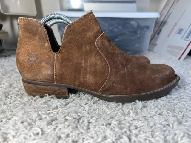Born Women's Kerri Tobacco Brown Distressed Leather Booties 8M Ankle Boots