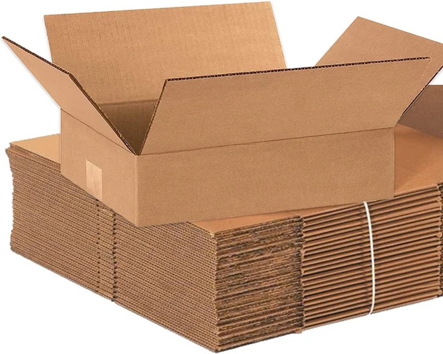Shipping Boxes Flat 12"L X 9"W X 3"H, 25-Pack | Corrugated Cardboard Box for Mov