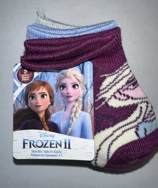 Frozen II toddler socks, sz 4-7c, 5 pair