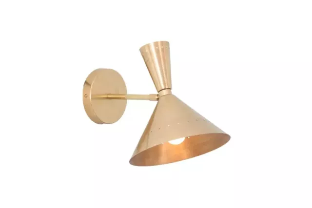 1 Light Cone Handmade Vintage Wall Mid Century Modern Raw Brass Sputnik chandeli