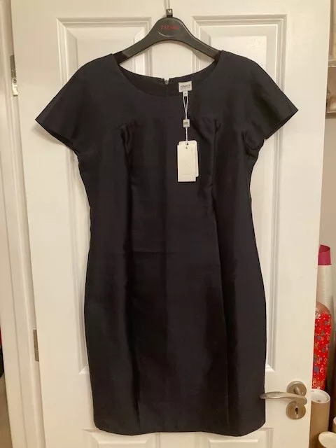 ARMANI COLLEZIONI Navy silk/ cotton dress, size IT 46 UK 14 -BRAND NEW with Tags