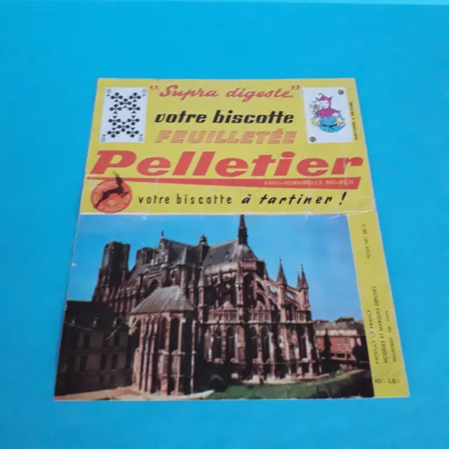 Ancienne publicité/carte postale/Buvard Biscotte PELLETIER- Cathédrale de Reims