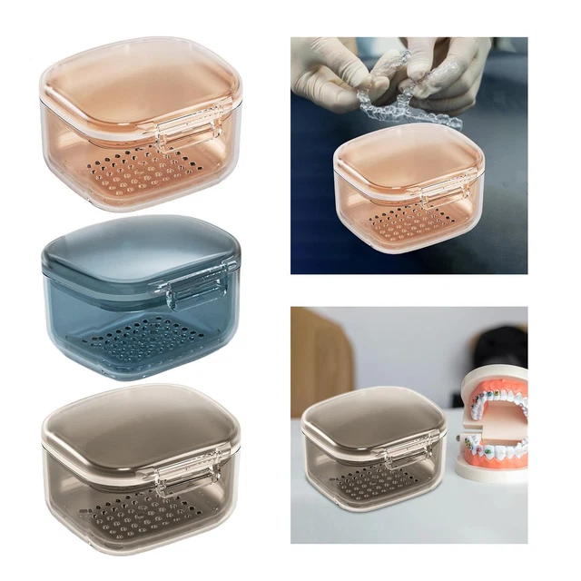 1 Stück Prothesenbox Mit Sieb – Zahnprothesen-Behälter, Reinigungsbox Für Retainer & Mundschutz, Weiß