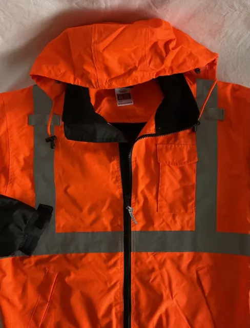Tenacious Ergodyne #8379 Men's L Jacket Orange Neon Work Gear GloWear Reflective