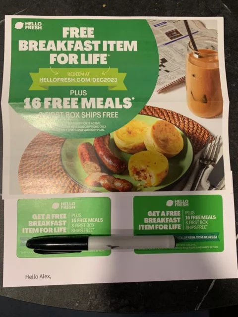 HELLO FRESH GIFT Card Voucher Coupon FREE 16 MEALS + Breakfast Item for ...