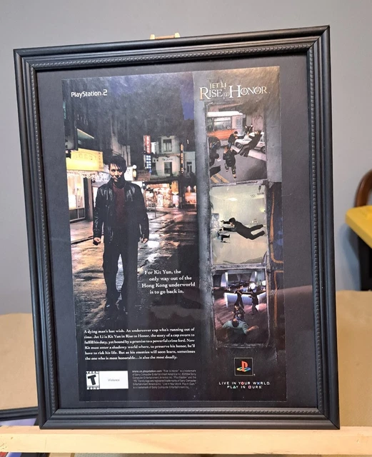 Vtg Playstation Advertisement- 2004 Jet Li Rise of Honor- PS2  -Framed