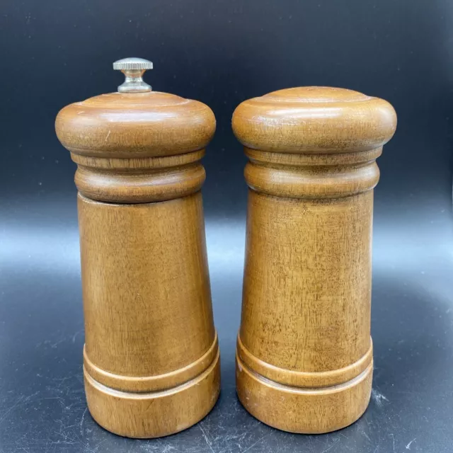 Wooden Salt Shaker And Pepper Mill Grinder 6” tall set