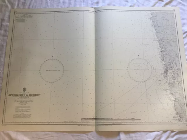 Genuine 60s Vintage Nautical Chart Approaches to Bombay 2