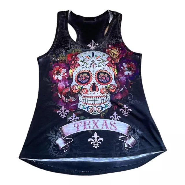 Sweet Giselle Texas Sugar Skull Racerback Tank Top size S