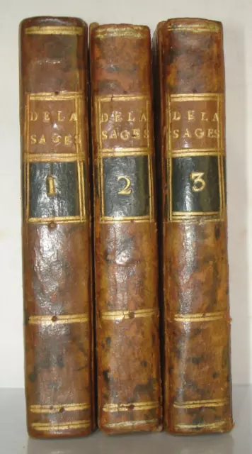 PIERRE CHARON - LES TROIS LIVRES DE LA SAGESSE  -1777 -3 Vol In-16 -complet