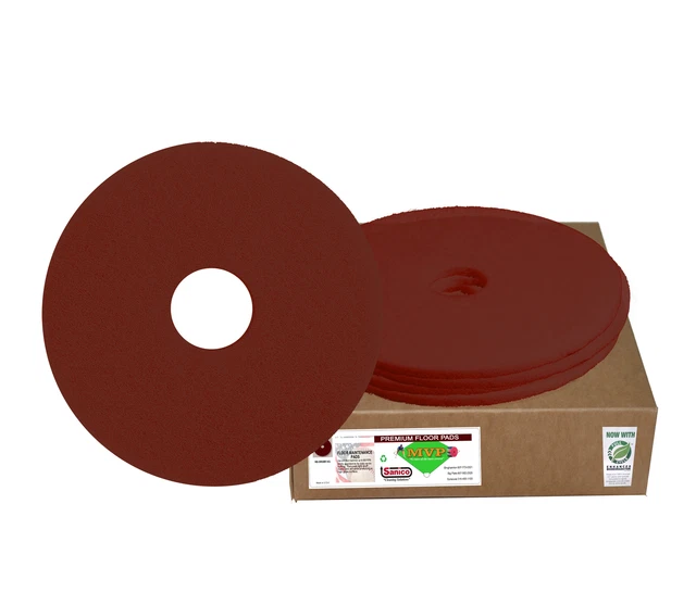 Case of 10 Sanico MVP Home Run 20" Maroon Prep Stripping Floor Pads