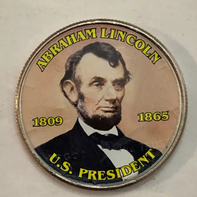 Colorized Kennedy half dollar. ABRAHAM LINCOLN 1809-1865. US PRESIDENT. #88