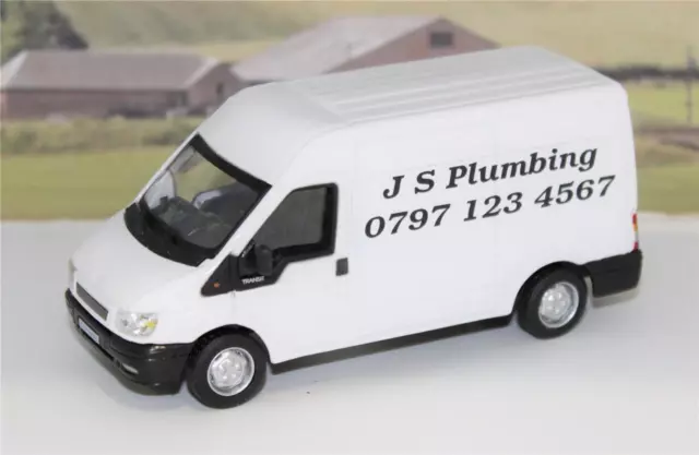 PERSONALISED Name Gift White Diecast Ford Transit Van Boys Toy Model Present Box