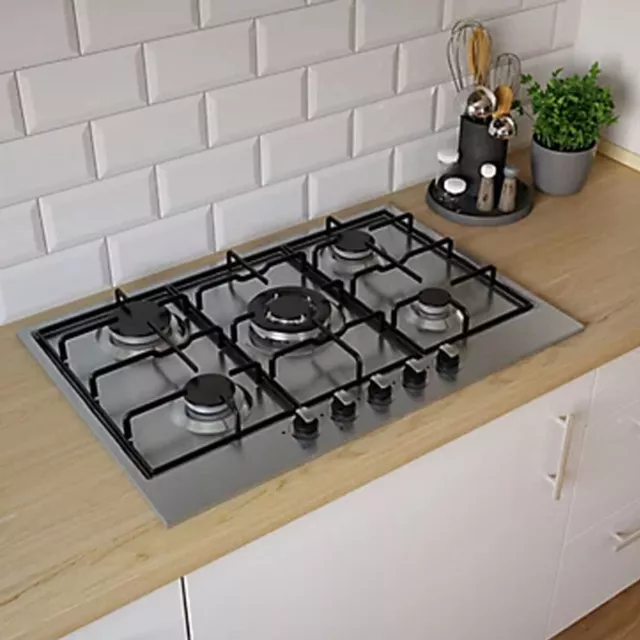 Gas Hob 5 Burner GASUIT5 Stainless Steel 75cm Built In Front Knob Control