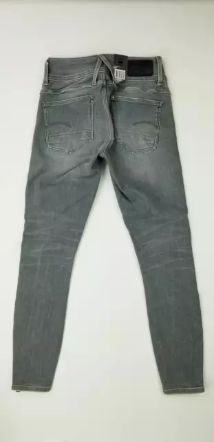 G-Star Raw Size 25X26 Women's Gray Lynn Mid Rise Skinny Ankle Zip Denim Jeans