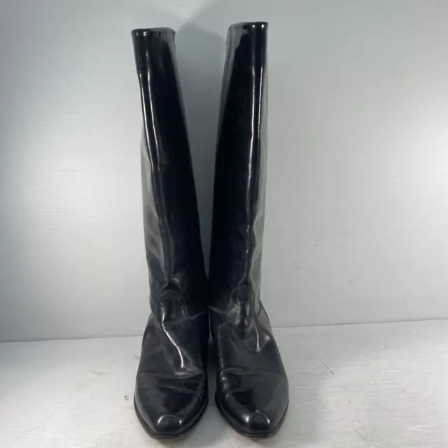 Charles David Black Smooth Leather Almond Toe Knee High Riding Boots Womens 9.5 2