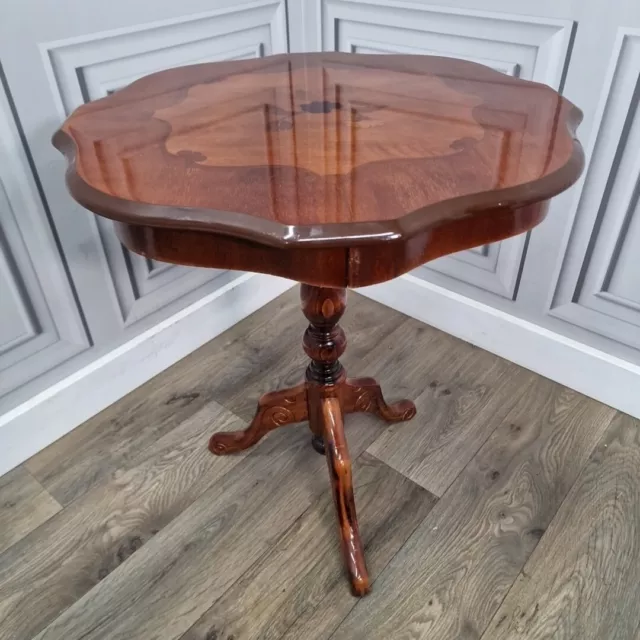 Antique Vintage Rounded Wooden Italian Inlaid Hall Side Occasional Wine Table