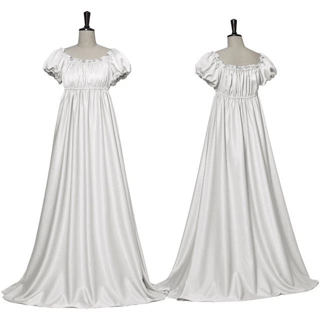 Historical Lady Regency Dress Long Dress Reenactment Empire Waist Dress Solid
