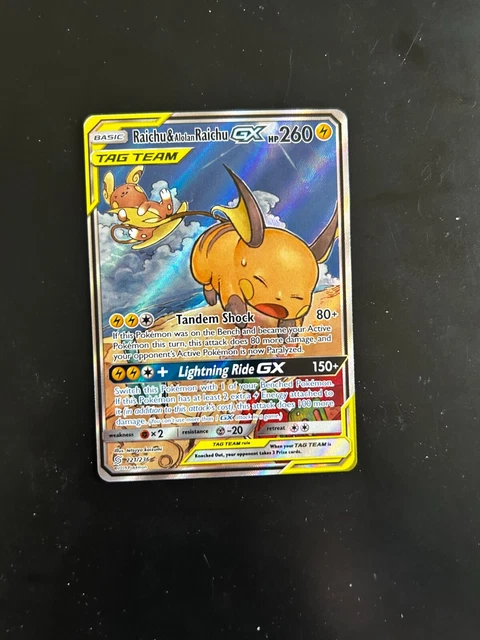 Raichu & Alolan Raichu GX 221/236 Alt Art Pokemon SM Unified Minds Near Mint