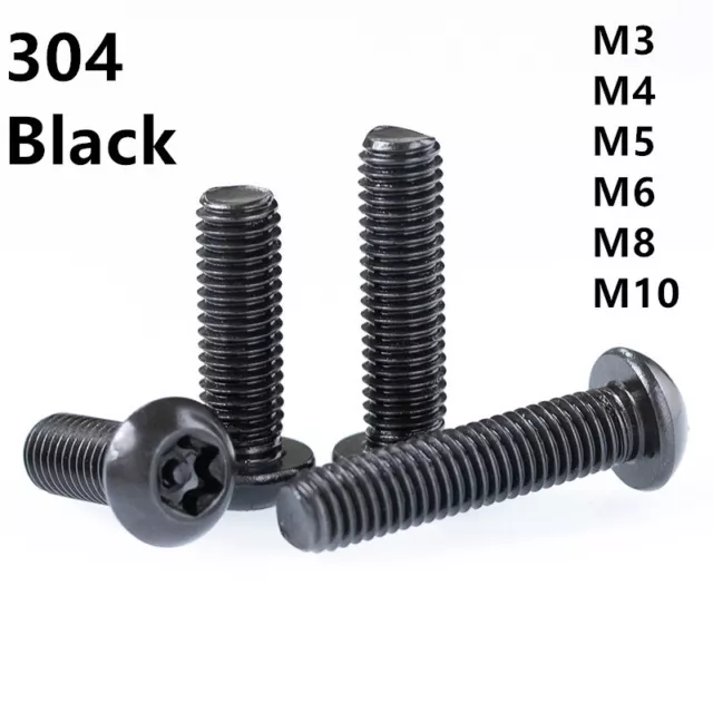 Black 304 Stainless Steel Pin Tamper Torx Button Head Security Screw M3 M4 M5 M6