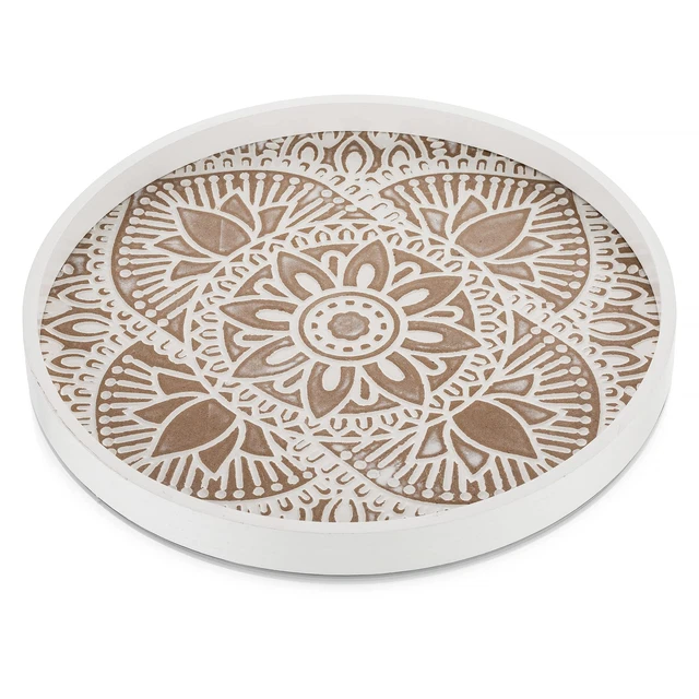 Grand Plateau Bois Rectangulaire Hanobe 50 Cm – Vide-Poche Entrée, Centre De Table Vintage – Bois Paulownia Naturel – Déco Salon, Cuisine, Bureau
