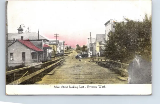 Postcard Washington Everson Cancel Main Street looking East Whatcom County