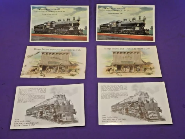 Chicago Railroad Fair Union Pacific POSTCARDS  PENNSYLVANIA & BANK/TRUST  1949