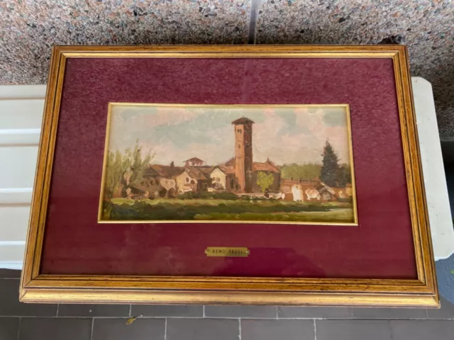 REMO FAGGI Chiesa di San Lanfranco a PAVIA. OLIO SU TAVOLA ORIGINALE