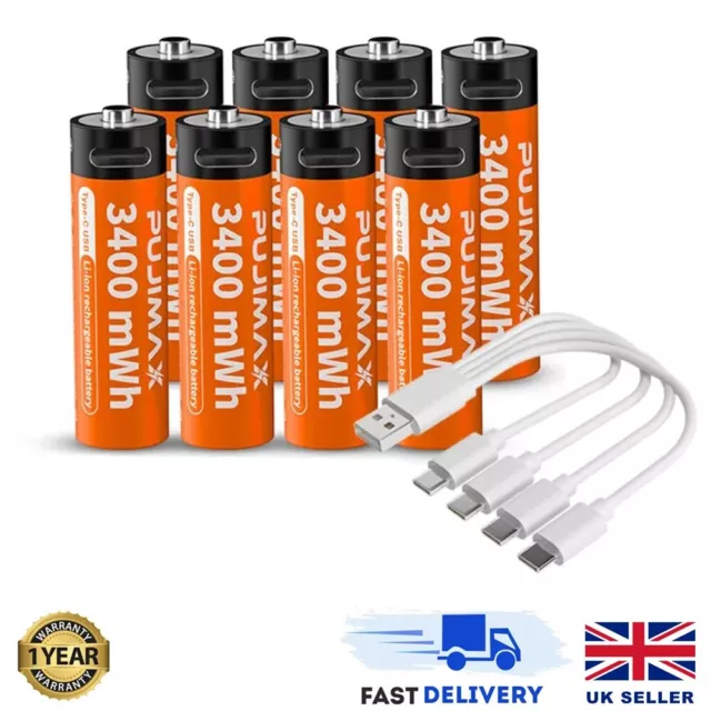 Pack de 2 Piles rechargeables USB AAA 1,5V 750mWh lithium dernière