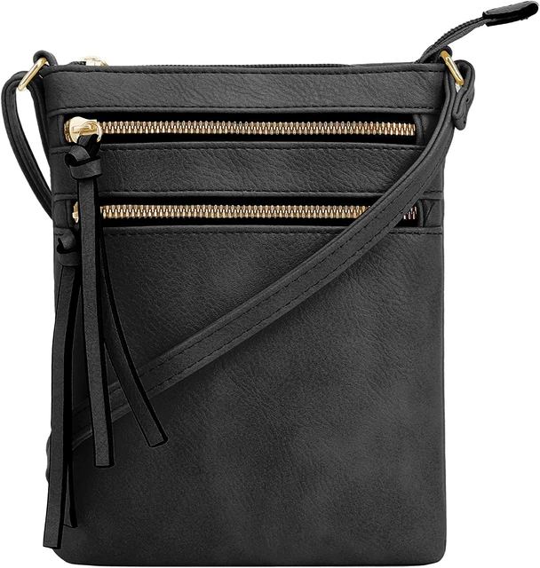 Women's Crossbody Purse Bag Shoulder Bag Multi Pocket Zipper Purse Black