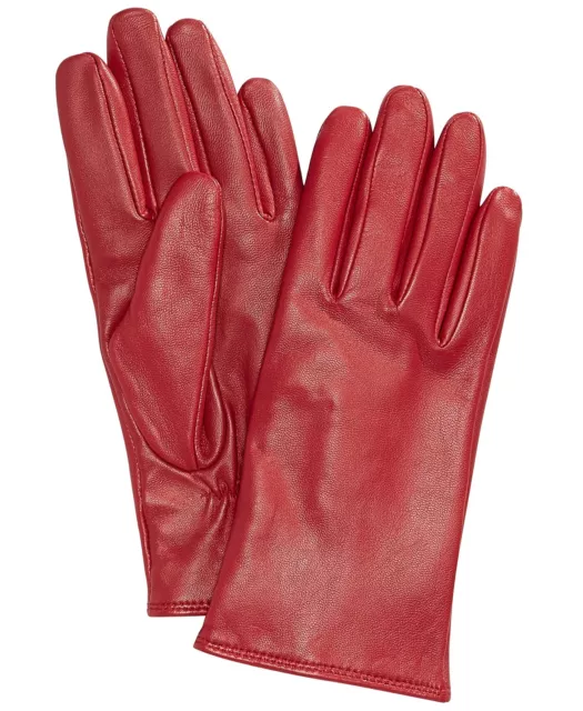 Saks Off Fifth Women's Premium Leather Gloves, Cashmere Lined, True Red, Size 8